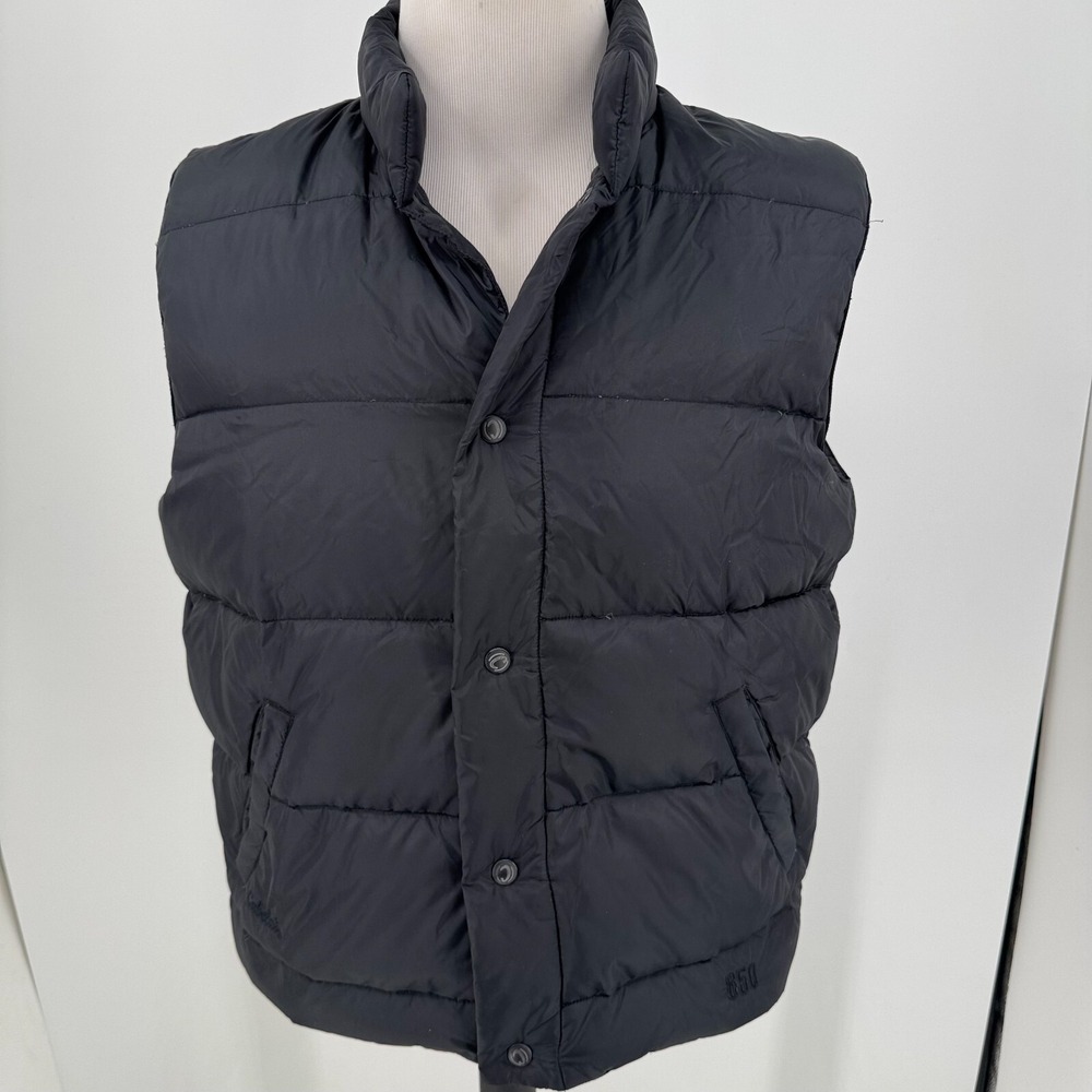 Cabela's Goose Down Puffer Vest WOMENS Black Snap Close Quilted SIZE MEDIUM